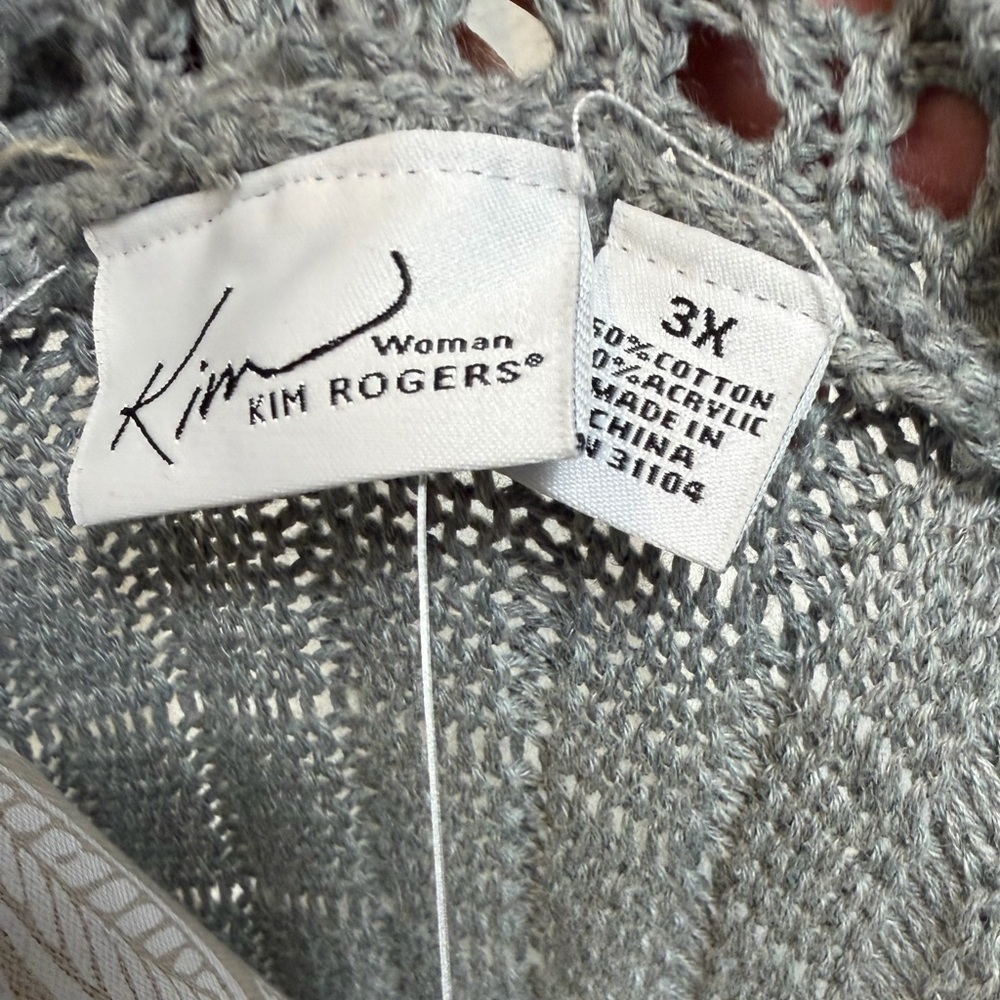Kim Rogers Women’s 3X Open-Front Cardigan Sweater Gray Knit Longline Lightweight - Picture 2 of 6
